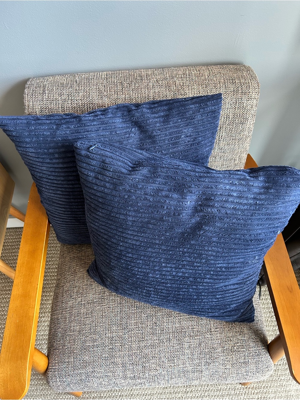 Blue Textured Decorative Throw Pillow Pair